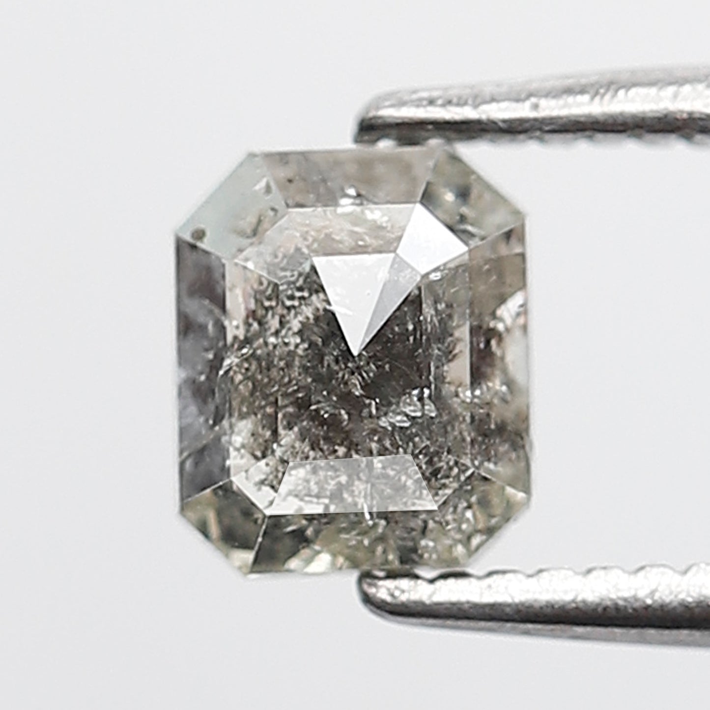 0.59 Ct Emerald Shape Salt and pepper Diamond 5 mm Grey Black Color Natural Loose Diamond