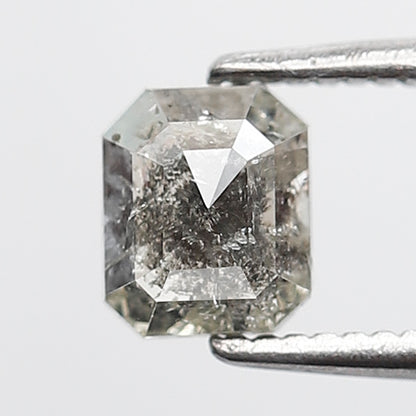 0.59 Ct Emerald Shape Salt and pepper Diamond 5 mm Grey Black Color Natural Loose Diamond