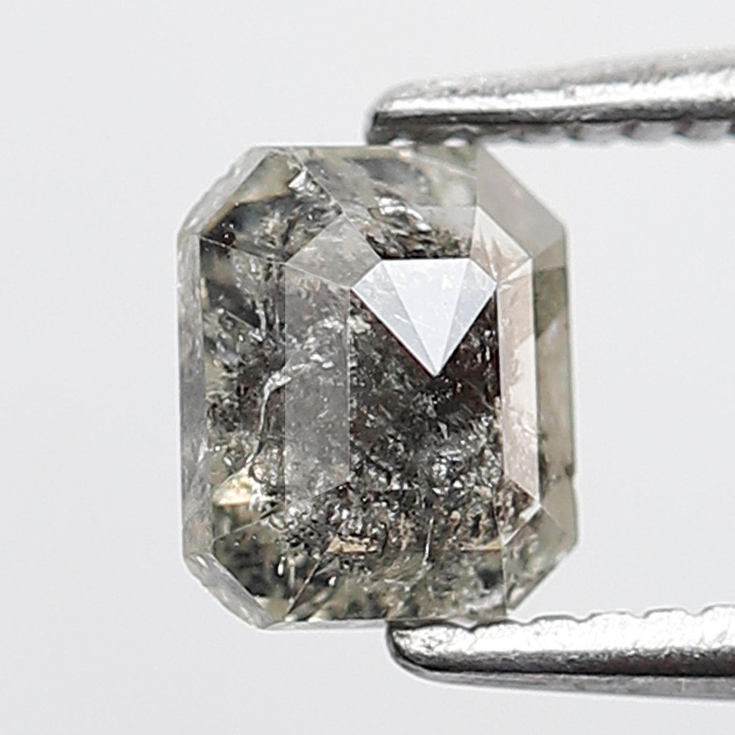 0.59 Ct Emerald Shape Salt and pepper Diamond 5 mm Grey Black Color Natural Loose Diamond