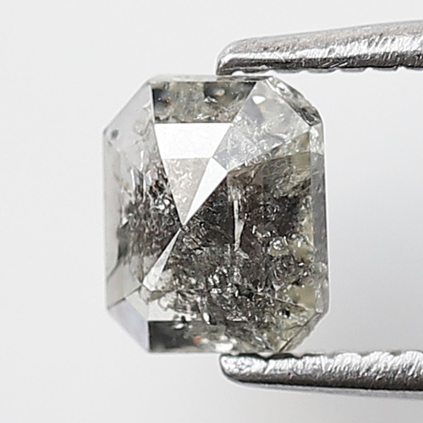 0.59 Ct Emerald Shape Salt and pepper Diamond 5 mm Grey Black Color Natural Loose Diamond