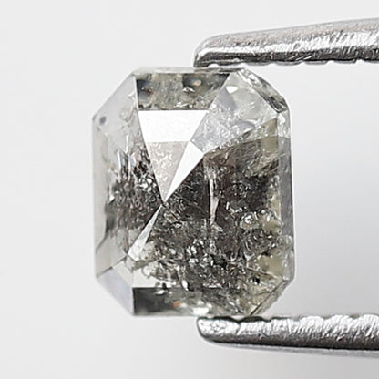 0.59 Ct Emerald Shape Salt and pepper Diamond 5 mm Grey Black Color Natural Loose Diamond