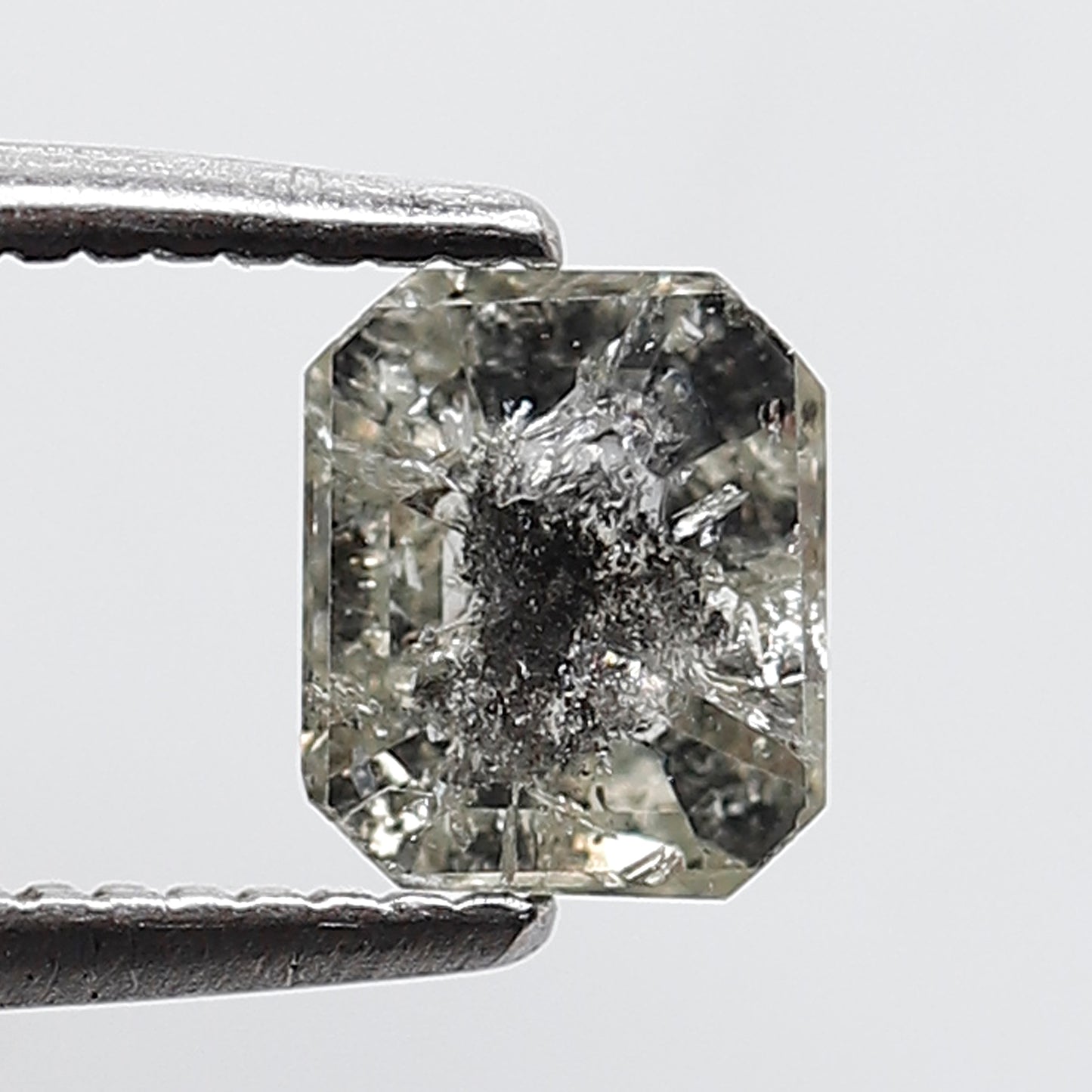 0.59 Ct Emerald Shape Salt and pepper Diamond 5 mm Grey Black Color Natural Loose Diamond