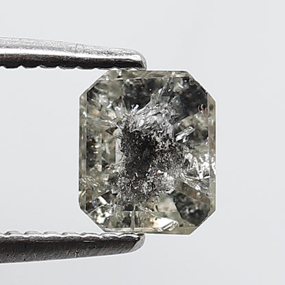 0.59 Ct Emerald Shape Salt and pepper Diamond 5 mm Grey Black Color Natural Loose Diamond