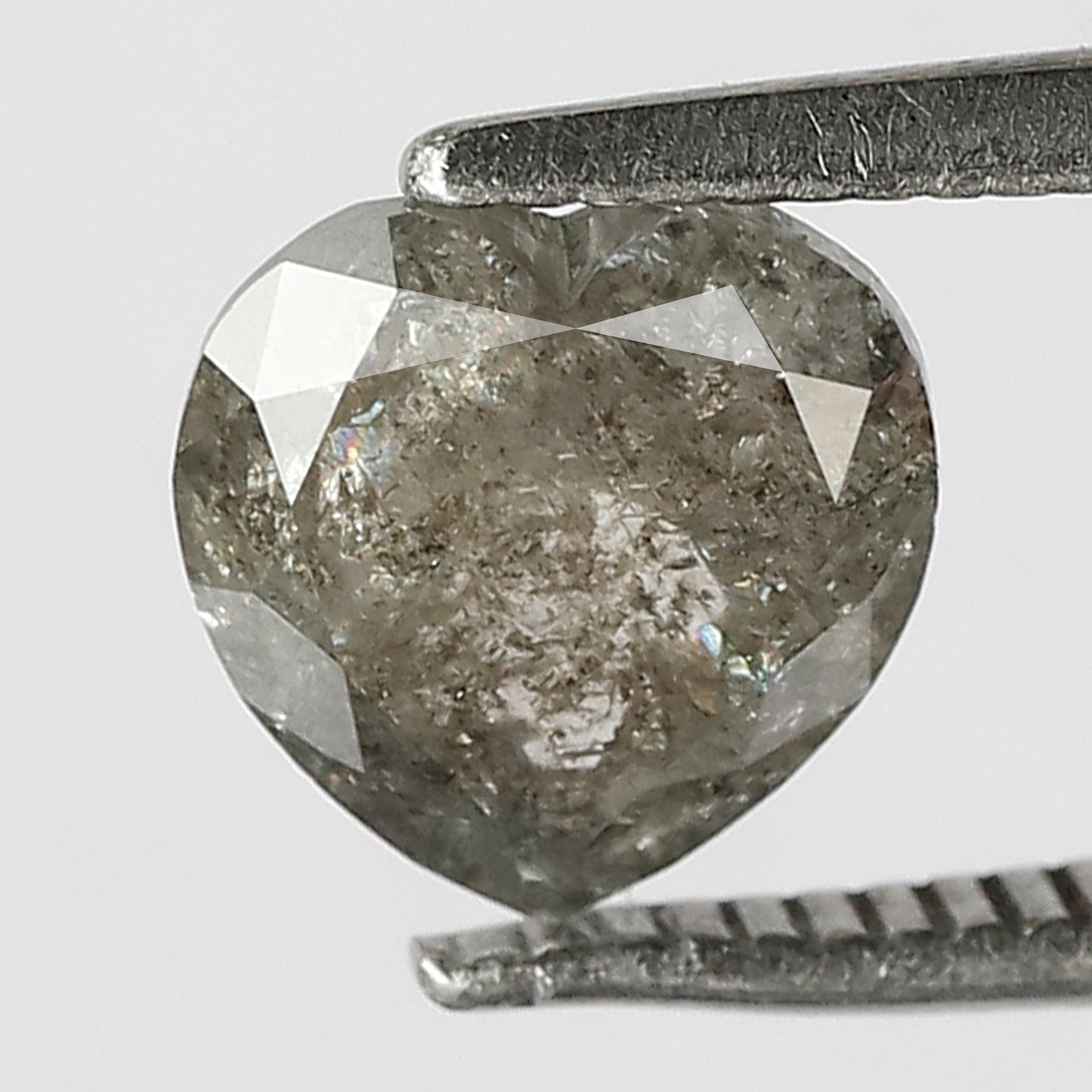 1.22 CT Heart Shape Natural Salt and Pepper Diamond Gray Black Color
