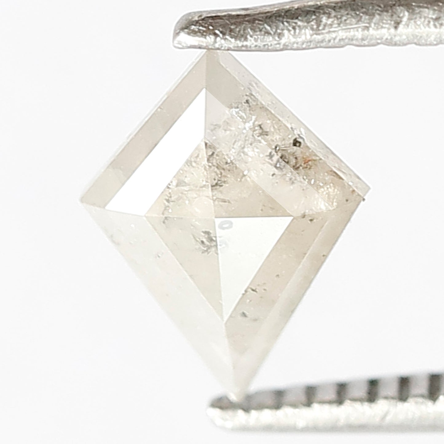 0.62 CT Earth Mined Fancy Misty White Color Diamond 7.9 MM Kite Shape Loose Natural Salt and Pepper Diamond Proposal Ring