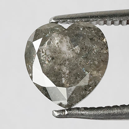1.22 CT Heart Shape Natural Salt and Pepper Diamond Gray Black Color