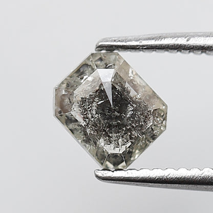 0.59 Ct Emerald Shape Salt and pepper Diamond 5 mm Grey Black Color Natural Loose Diamond