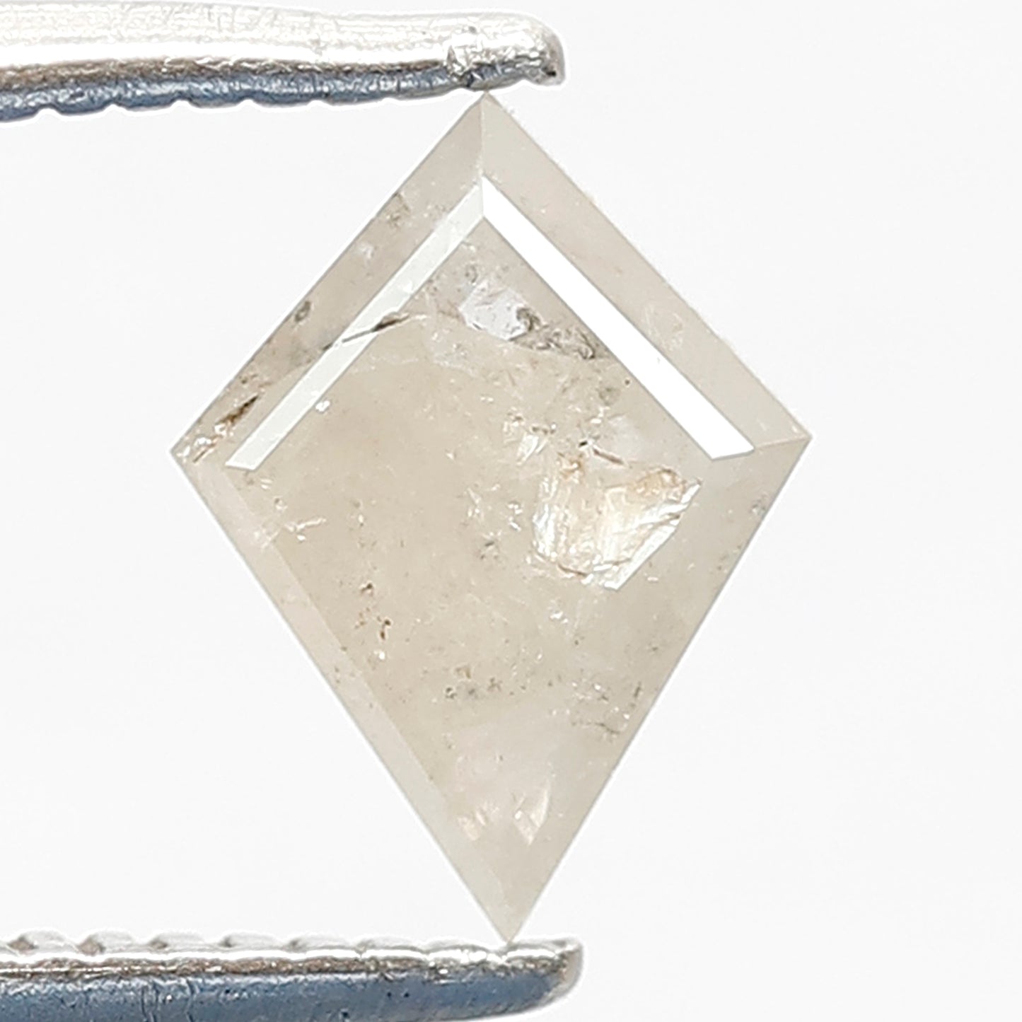 0.62 CT Earth Mined Fancy Misty White Color Diamond 7.9 MM Kite Shape Loose Natural Salt and Pepper Diamond Proposal Ring
