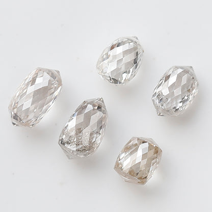 1.34 Ct Total 4 Briolette Diamonds, Rose Cut GH VS-SI Natural Loose Diamonds for Earrings or Jewelry