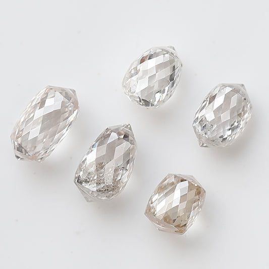 1.34 Ct Total 4 Briolette Diamonds, Rose Cut GH VS-SI Natural Loose Diamonds for Earrings or Jewelry