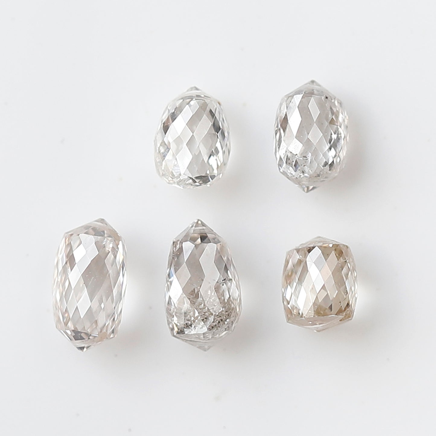 1.34 Ct Total 4 Briolette Diamonds, Rose Cut GH VS-SI Natural Loose Diamonds for Earrings or Jewelry