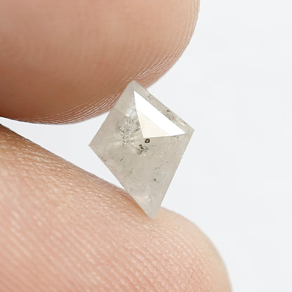 0.62 CT Earth Mined Fancy Misty White Color Diamond 7.9 MM Kite Shape Loose Natural Salt and Pepper Diamond Proposal Ring