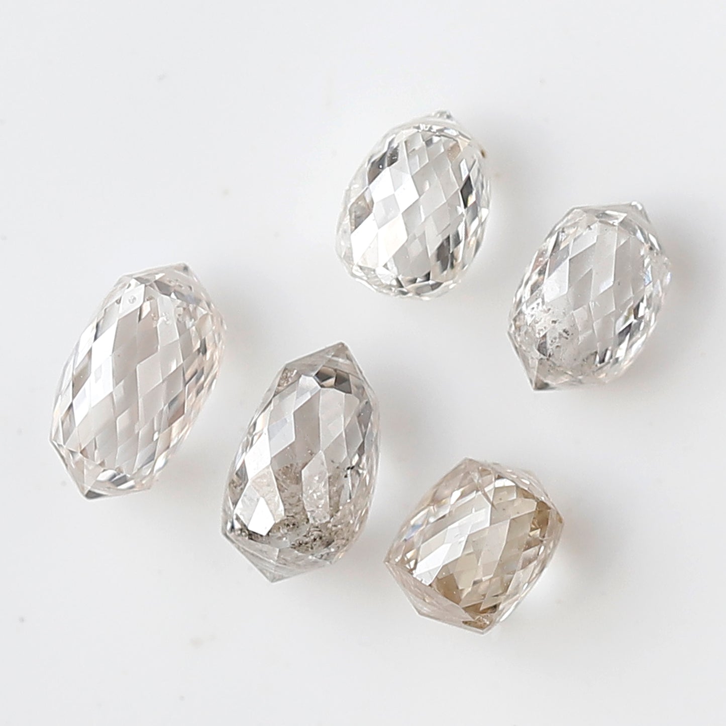 1.34 Ct Total 4 Briolette Diamonds, Rose Cut GH VS-SI Natural Loose Diamonds for Earrings or Jewelry