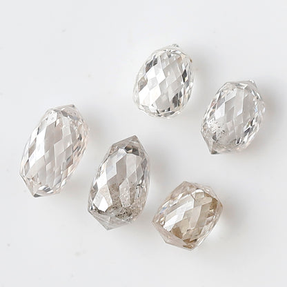 1.34 Ct Total 4 Briolette Diamonds, Rose Cut GH VS-SI Natural Loose Diamonds for Earrings or Jewelry
