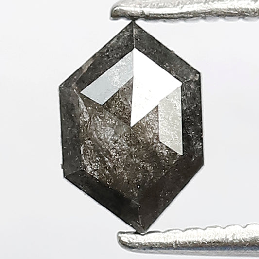 0.56 CT Natural Grey Black Color Diamond Loose Natural Long Elongated Hexagon Shape Ethically Sourced Salt and Pepper Diamond Wedding Ring