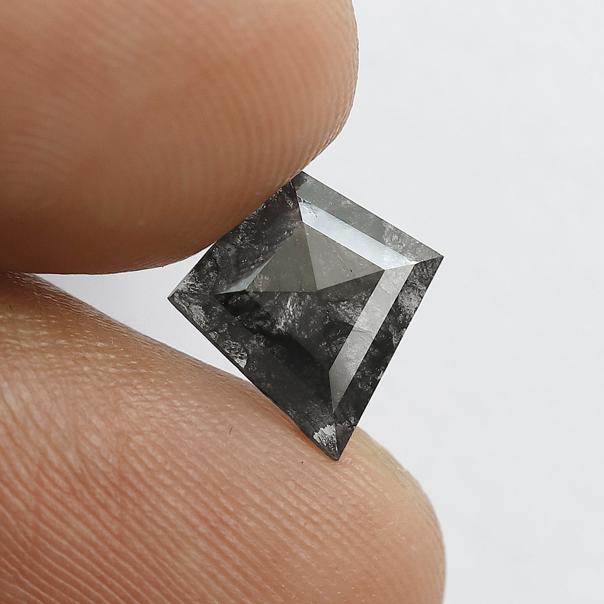 0.98 CT Kite Shape Gray Black Loose Diamond, 10.50 mm Natural Salt and Pepper Diamond For Bridal Ring