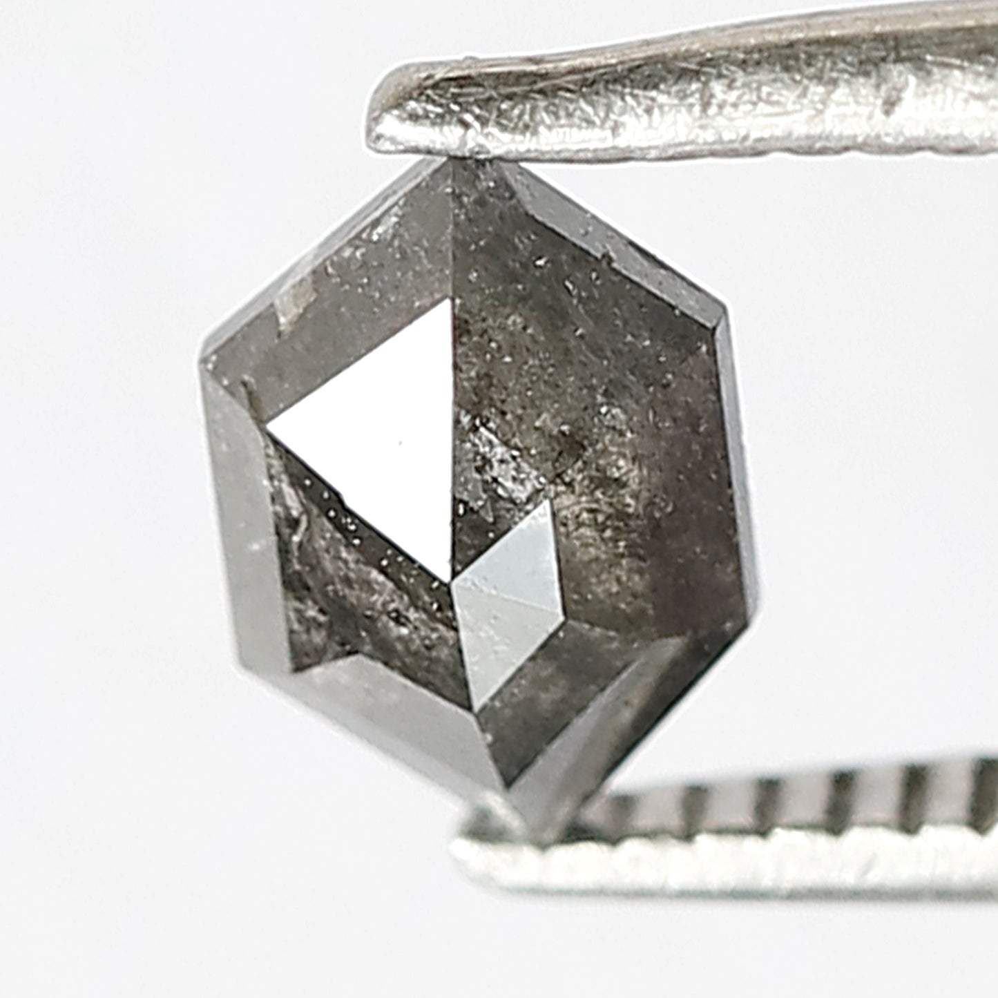 0.56 CT Natural Grey Black Color Diamond Loose Natural Long Elongated Hexagon Shape Ethically Sourced Salt and Pepper Diamond Wedding Ring