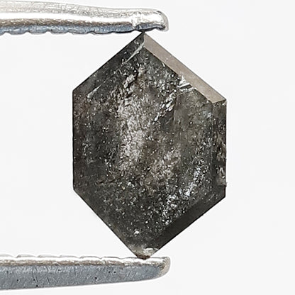 0.56 CT Natural Grey Black Color Diamond Loose Natural Long Elongated Hexagon Shape Ethically Sourced Salt and Pepper Diamond Wedding Ring