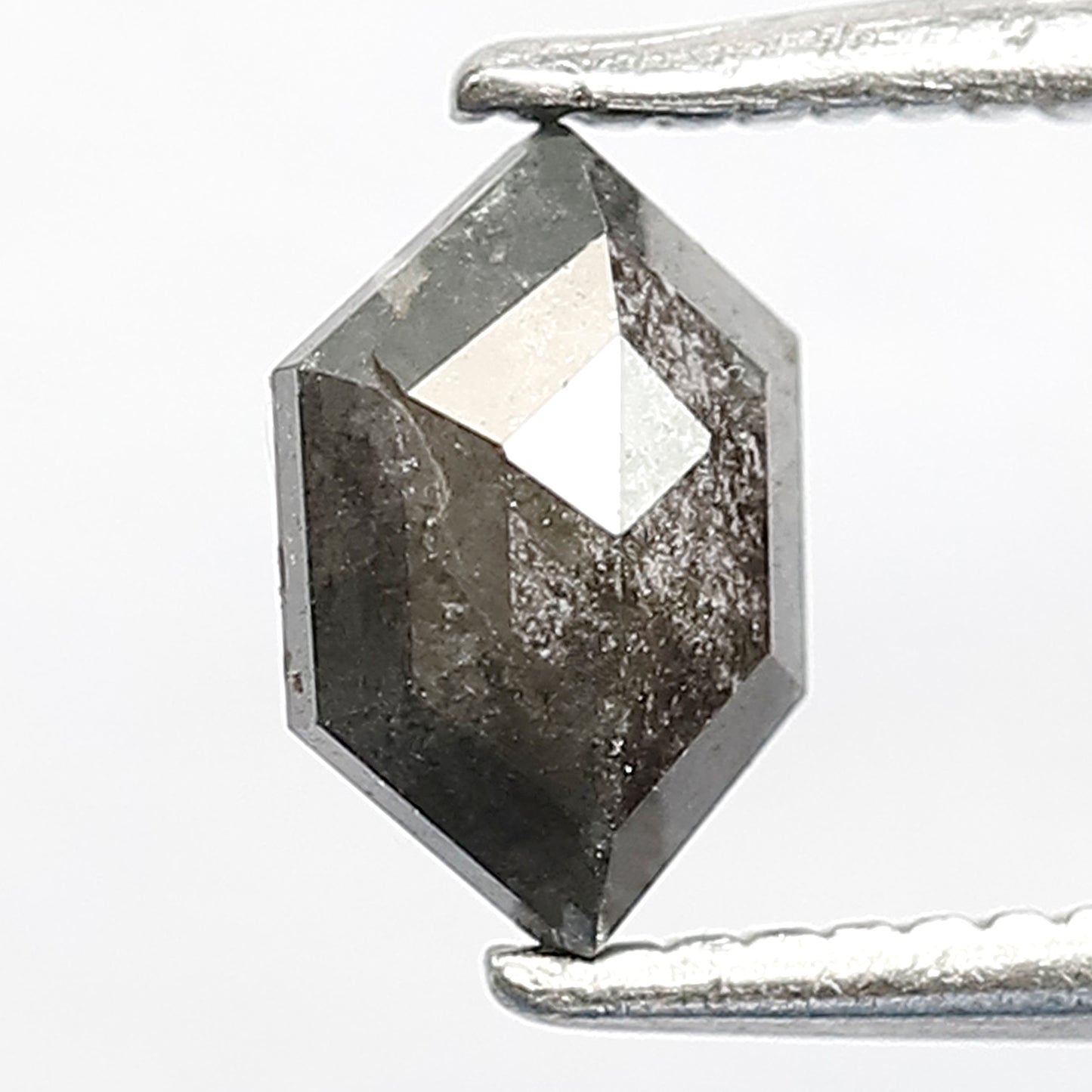 0.56 CT Natural Grey Black Color Diamond Loose Natural Long Elongated Hexagon Shape Ethically Sourced Salt and Pepper Diamond Wedding Ring