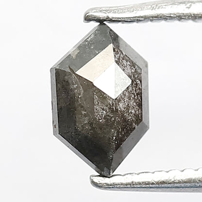 0.56 CT Natural Grey Black Color Diamond Loose Natural Long Elongated Hexagon Shape Ethically Sourced Salt and Pepper Diamond Wedding Ring