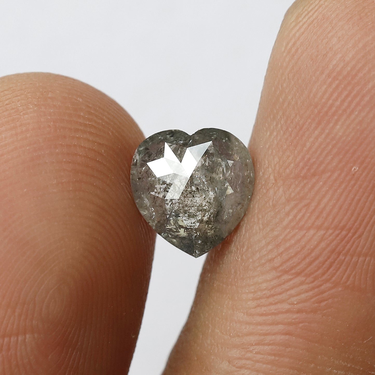 1.22 CT Heart Shape Natural Salt and Pepper Diamond Gray Black Color