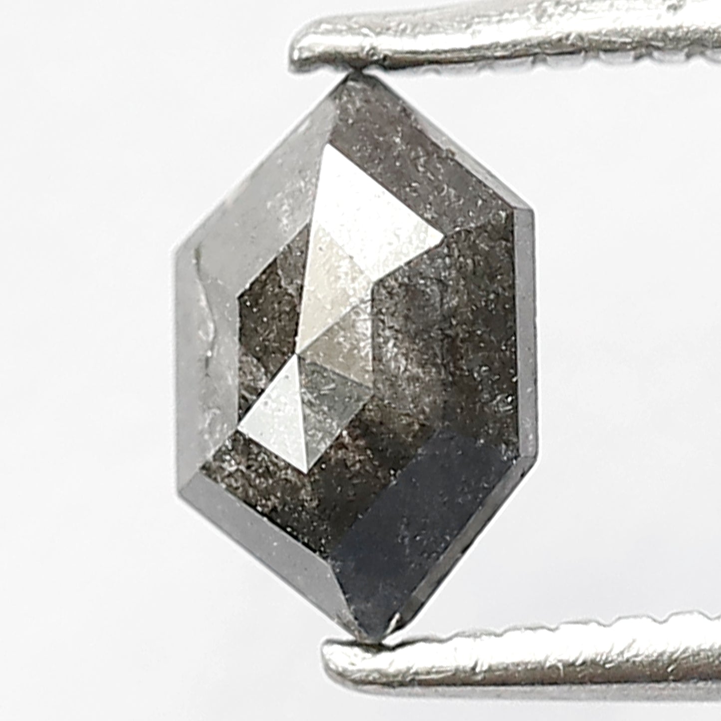 0.56 CT Natural Grey Black Color Diamond Loose Natural Long Elongated Hexagon Shape Ethically Sourced Salt and Pepper Diamond Wedding Ring