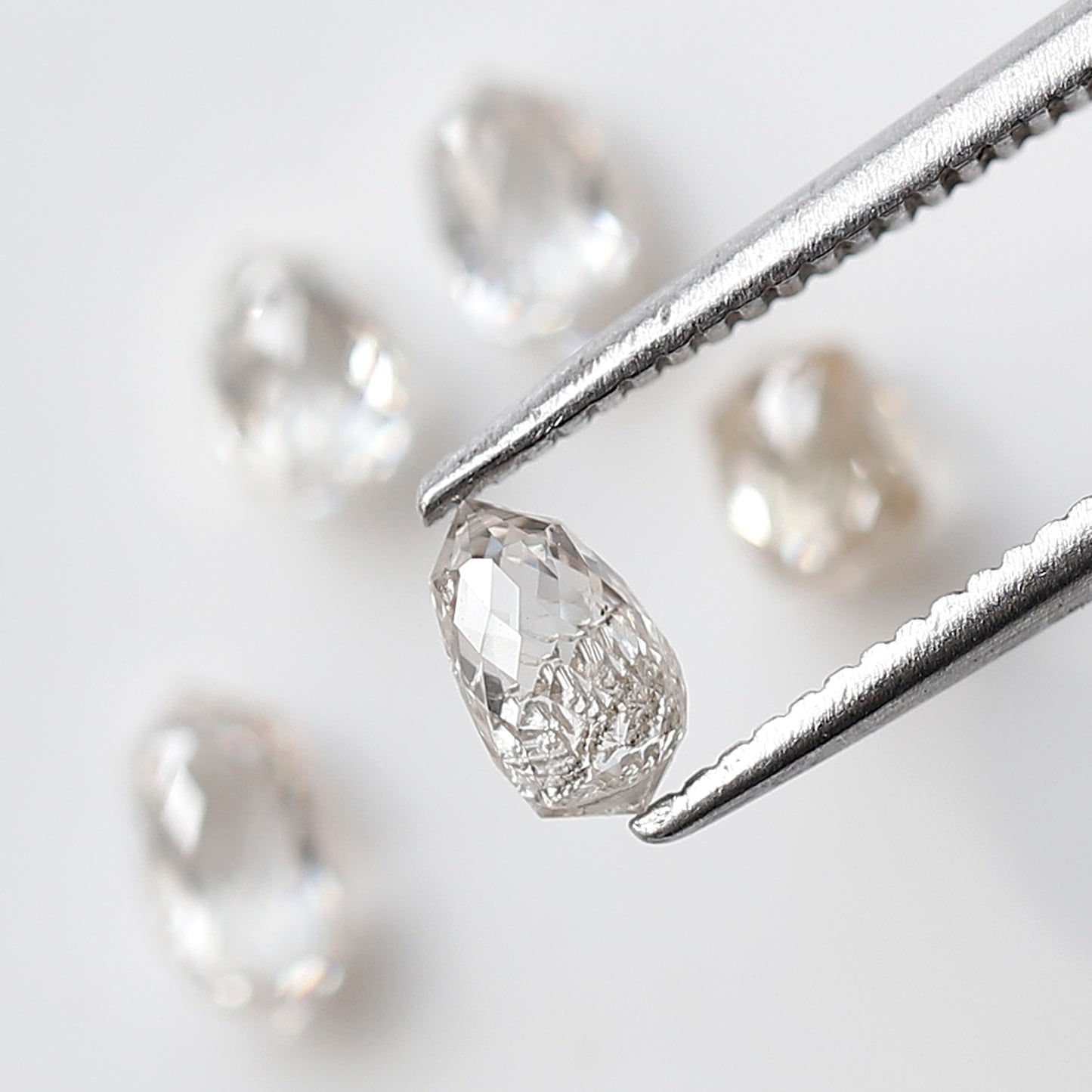 1.34 Ct Total 4 Briolette Diamonds, Rose Cut GH VS-SI Natural Loose Diamonds for Earrings or Jewelry