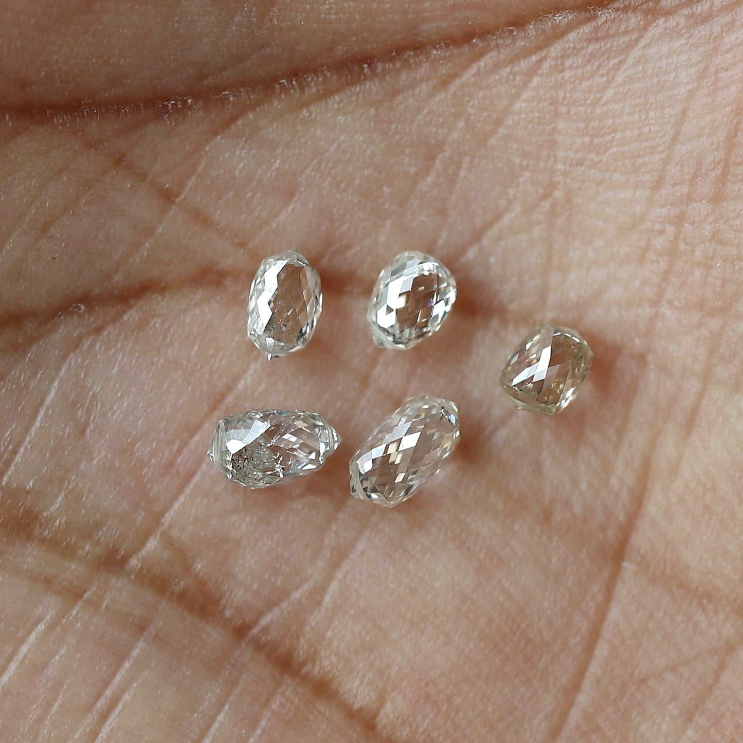 1.34 Ct Total 4 Briolette Diamonds, Rose Cut GH VS-SI Natural Loose Diamonds for Earrings or Jewelry
