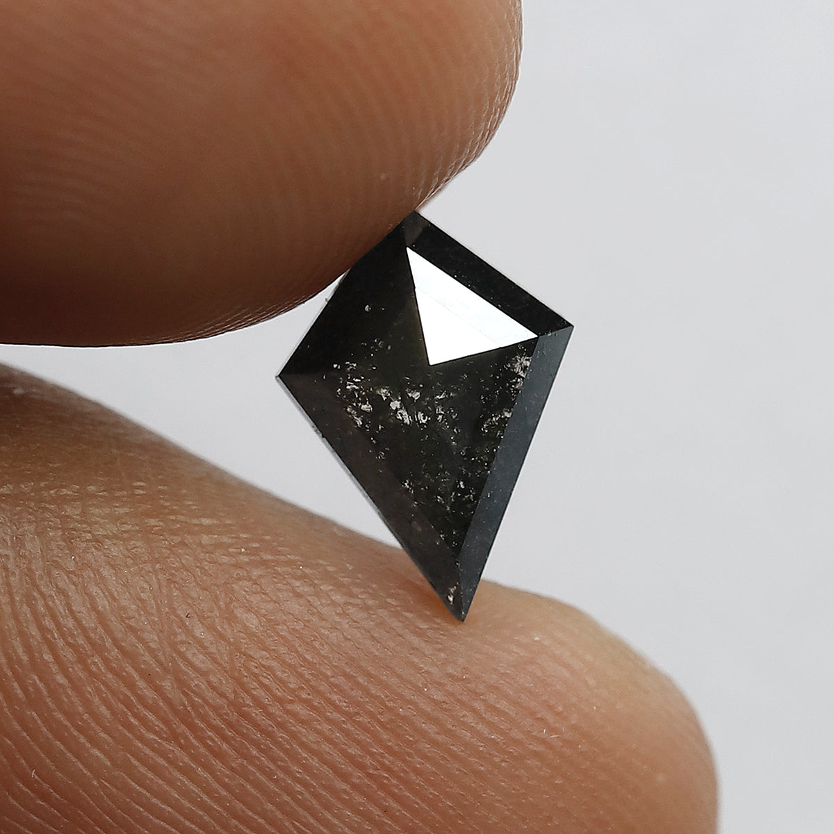 1.21 CT Kite Shape Salt and Pepper Diamond, Natural Gray Black Loose Conflict Free Diamond