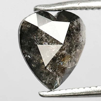 Natural 1.13 CT Heart Shape Loose Gray Black Salt and Pepper Earth Mined Diamond