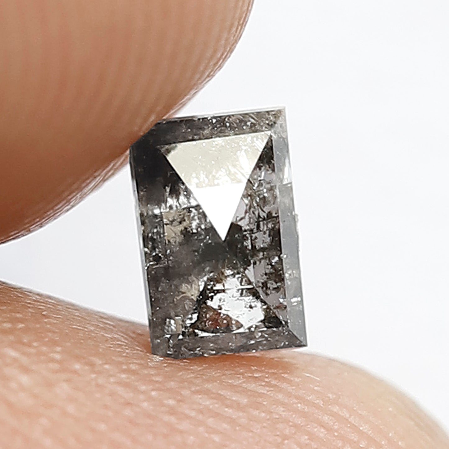 0.53 CT Natural Loose Rectangle shape Diamond, Grey Black color 5 mm salt and pepper perfect for making beautiful design engagement ring