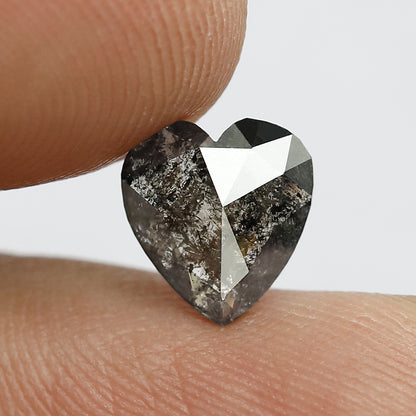 Natural 1.13 CT Heart Shape Loose Gray Black Salt and Pepper Earth Mined Diamond