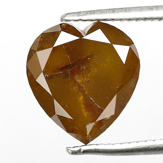 3.02 CT Heart Shape Loose Natural Greenish Brown Earth Mined Rustic Diamond For Engagement Ring
