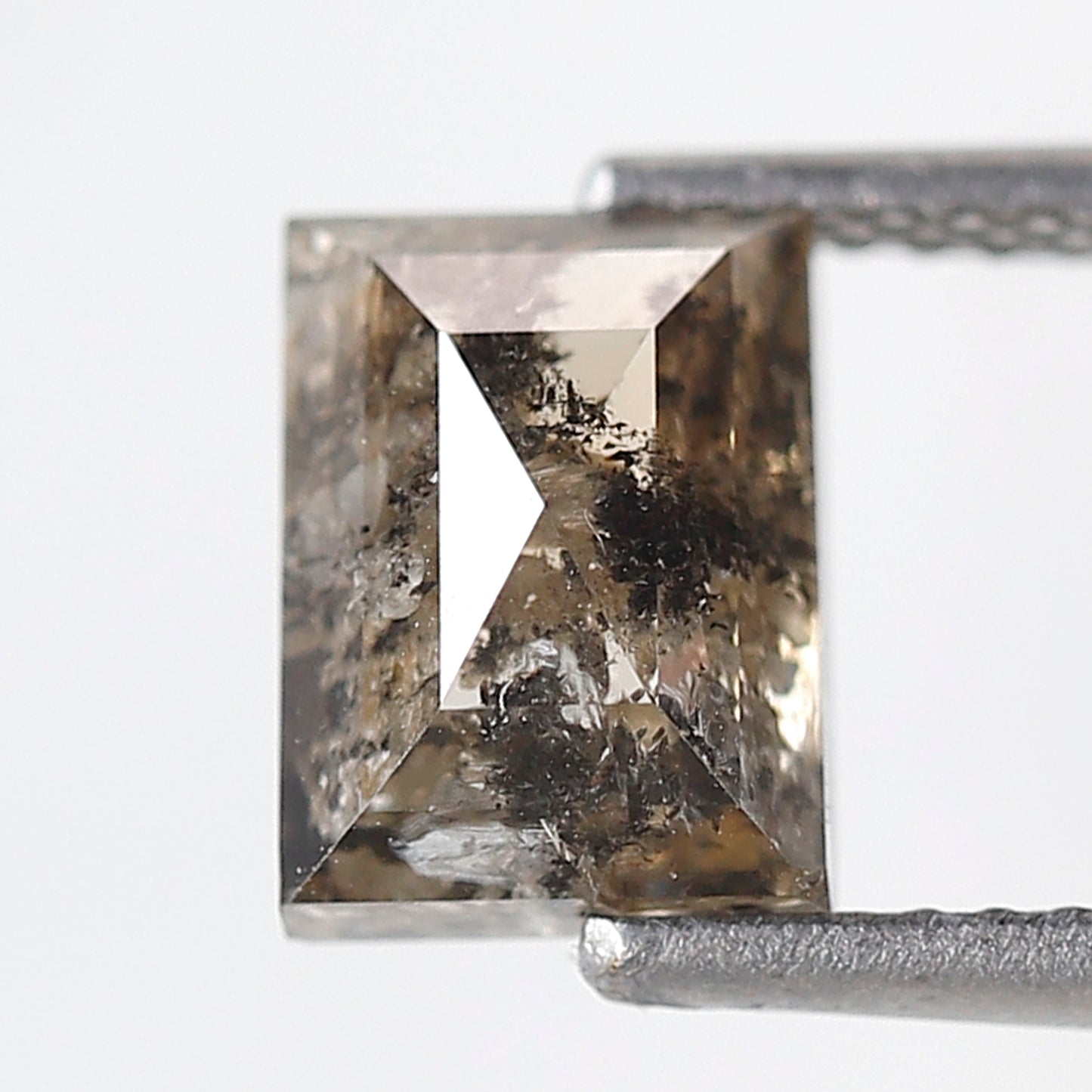 2.38 Ct Rectangle Shape Salt and Pepper Diamond 8 MM Translucent Brown Color Natural Loose Diamond