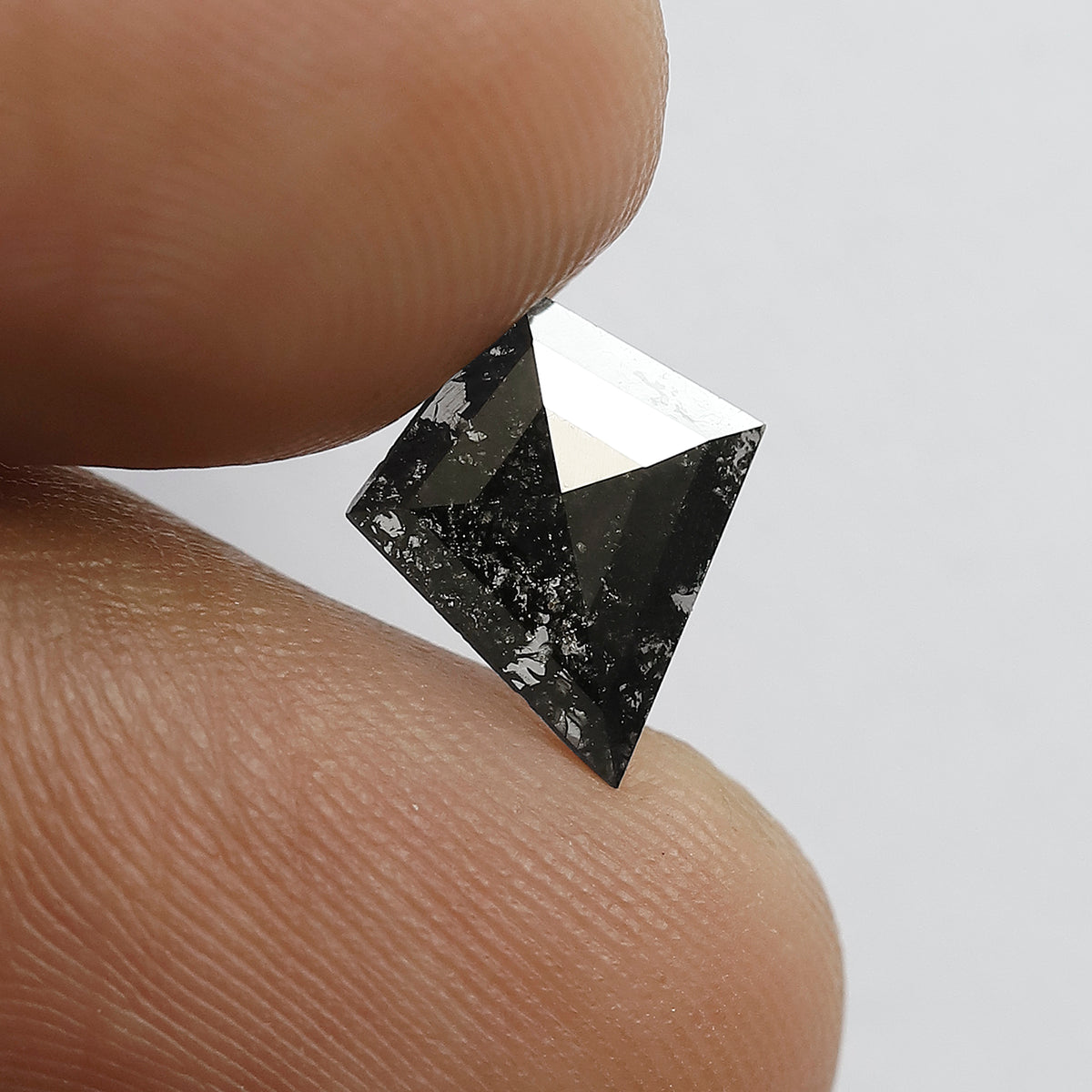 0.69 CT Kite cut Natural Loose Earth Mined Diamond, 10.60 mm Gray Black Salt and Pepper Diamond For Bridal Jewelry