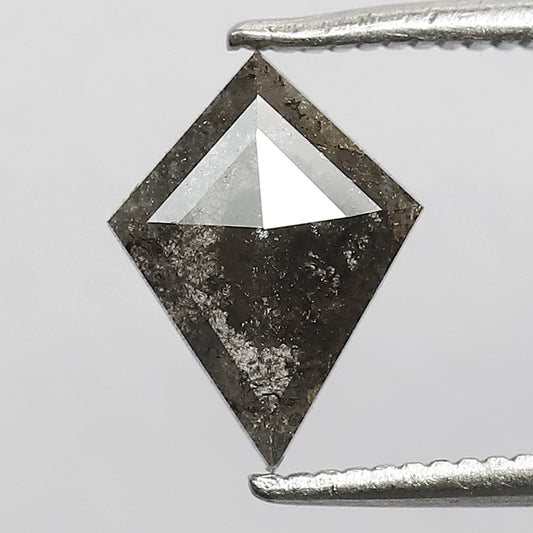 0.82 CT Kite Shape Salt and Pepper Diamond, 9.60 x 7.20 mm Natural Gray Black Loose Diamond for Women Ring