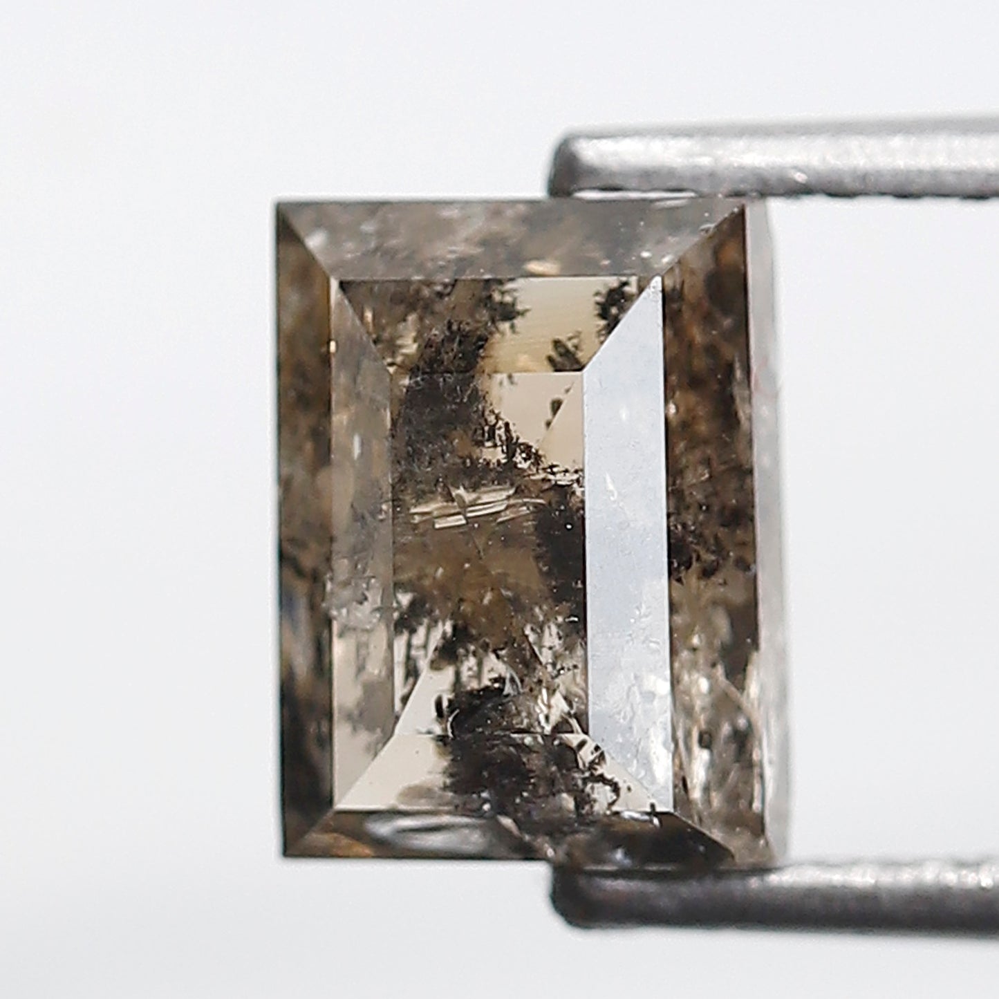 2.38 Ct Rectangle Shape Salt and Pepper Diamond 8 MM Translucent Brown Color Natural Loose Diamond