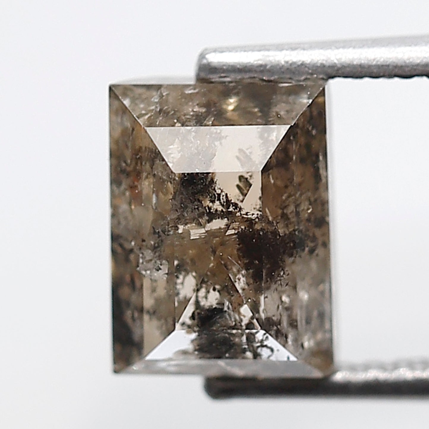 2.38 Ct Rectangle Shape Salt and Pepper Diamond 8 MM Translucent Brown Color Natural Loose Diamond