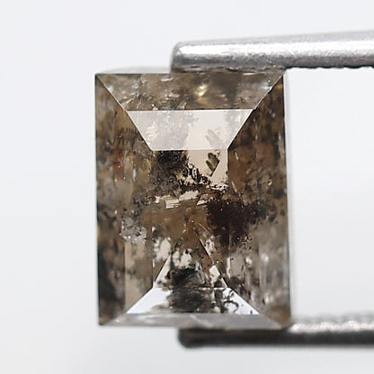 2.38 Ct Rectangle Shape Salt and Pepper Diamond 8 MM Translucent Brown Color Natural Loose Diamond