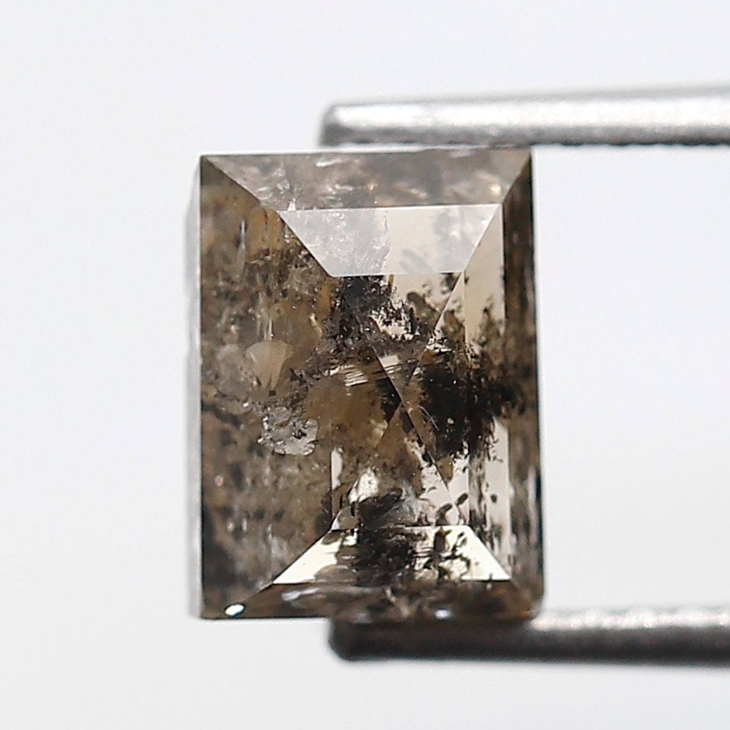 2.38 Ct Rectangle Shape Salt and Pepper Diamond 8 MM Translucent Brown Color Natural Loose Diamond