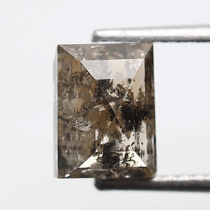 2.38 Ct Rectangle Shape Salt and Pepper Diamond 8 MM Translucent Brown Color Natural Loose Diamond