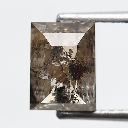 2.38 Ct Rectangle Shape Salt and Pepper Diamond 8 MM Translucent Brown Color Natural Loose Diamond