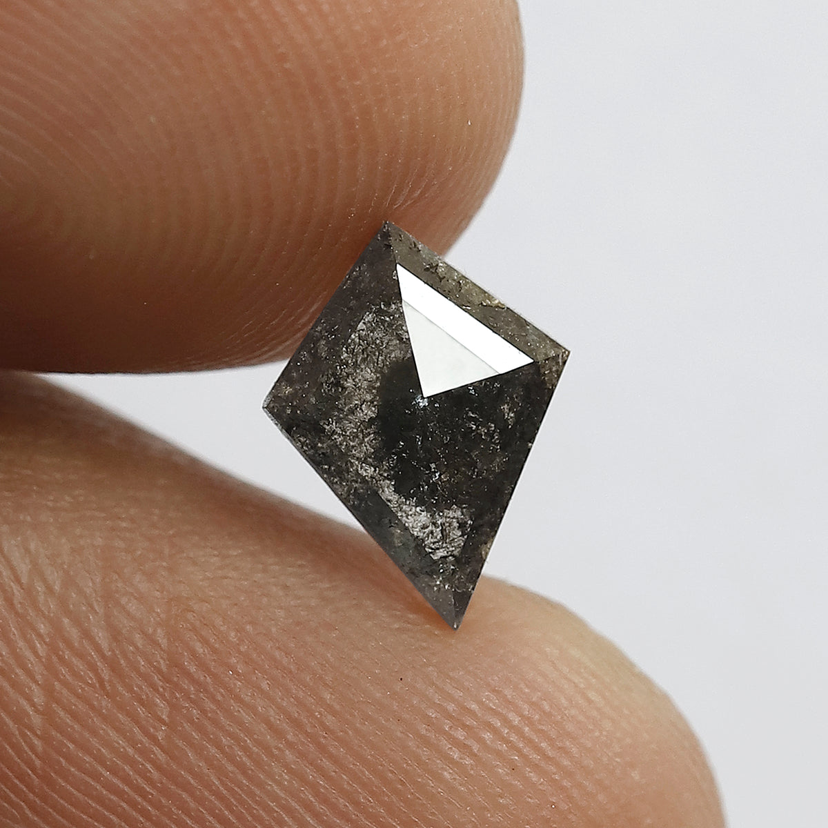 0.82 CT Kite Shape Salt and Pepper Diamond, 9.60 x 7.20 mm Natural Gray Black Loose Diamond for Women Ring