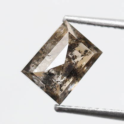 2.38 Ct Rectangle Shape Salt and Pepper Diamond 8 MM Translucent Brown Color Natural Loose Diamond