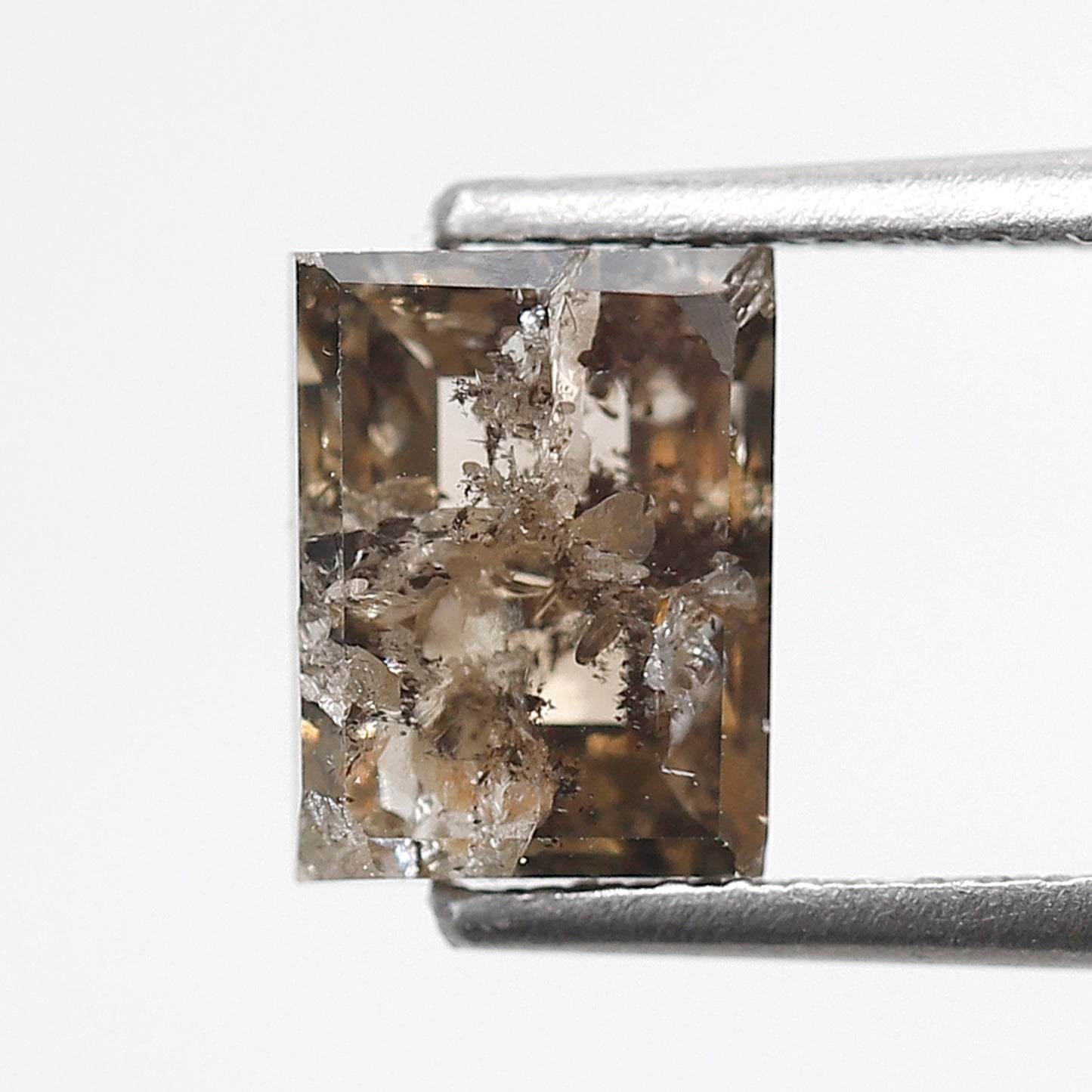 2.38 Ct Rectangle Shape Salt and Pepper Diamond 8 MM Translucent Brown Color Natural Loose Diamond