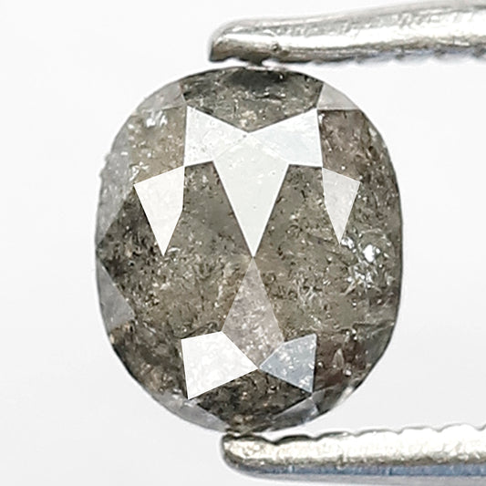 0.90 CT Oval Shape Ethically sourced Natural Loose Diamond, 5 mm Grey Black color salt and pepper making fancy Diamond wedding band jewelry