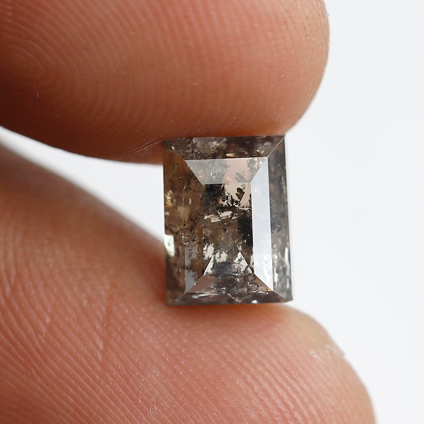 2.38 Ct Rectangle Shape Salt and Pepper Diamond 8 MM Translucent Brown Color Natural Loose Diamond