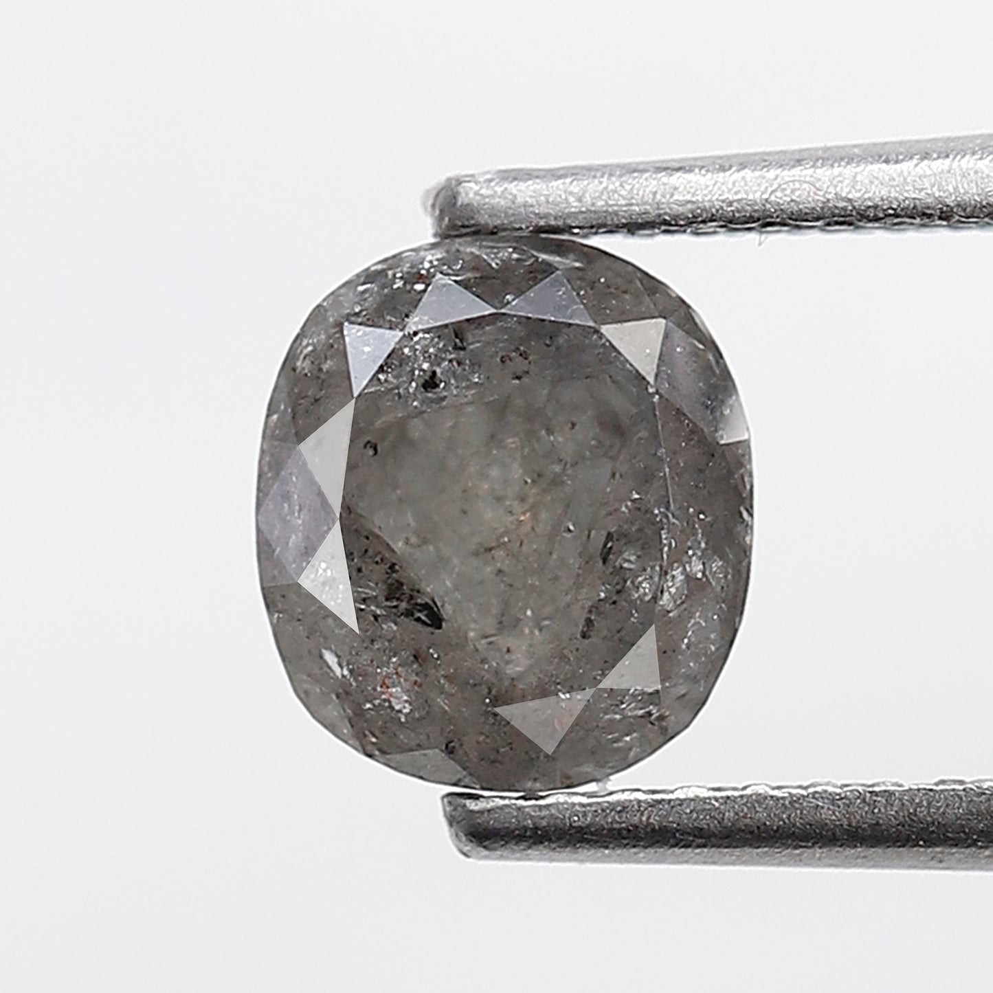 1.53 Ct Oval Shape Salt and Pepper Diamond 6 MM Grey Black Color Natural Loose Diamond