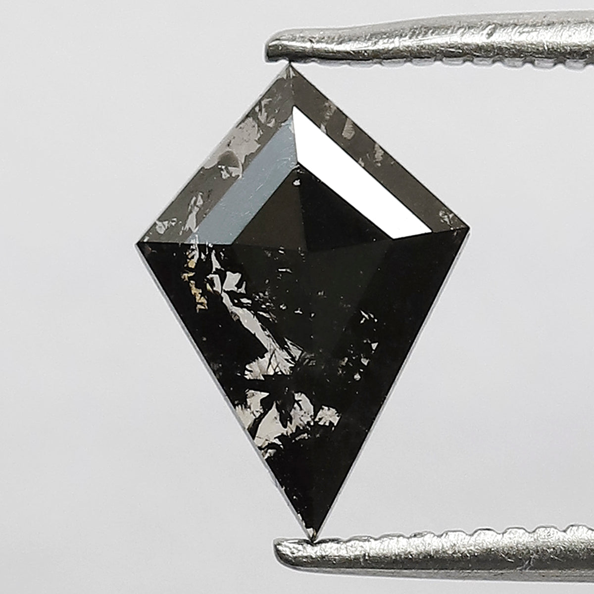 0.76 CT Natural Kite Shape Loose Diamond, 10.00 mm Gray Black Salt and Pepper Diamond For Wedding Band