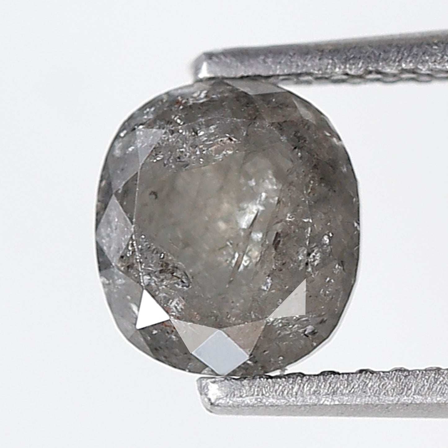 1.53 Ct Oval Shape Salt and Pepper Diamond 6 MM Grey Black Color Natural Loose Diamond